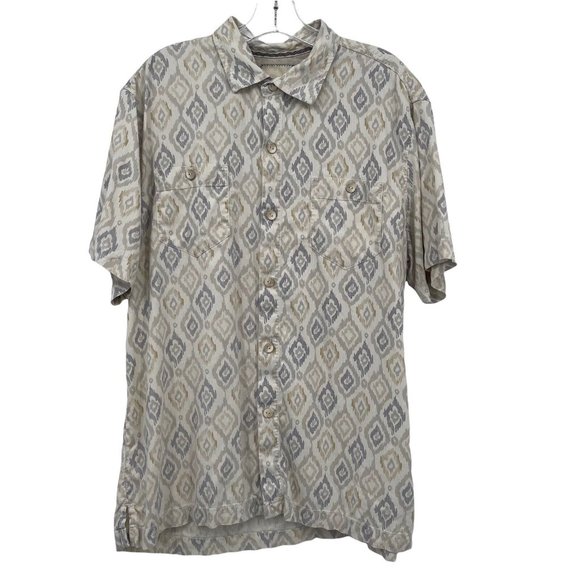 Tommy Bahama Men's Shirt Large Button Up Short Sleeve Silk Southwestern Print - Picture 1 of 6